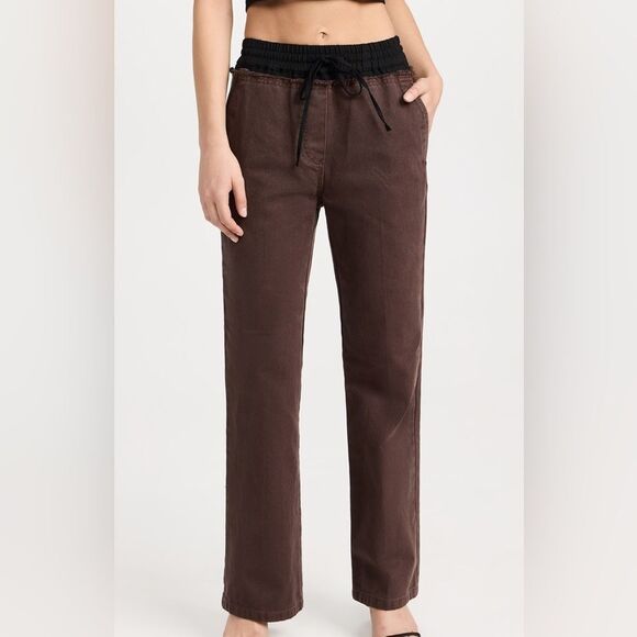 3.1 Phillip Lim womens Denim Combo Pants with drawstring size medium - Picture 5 of 11